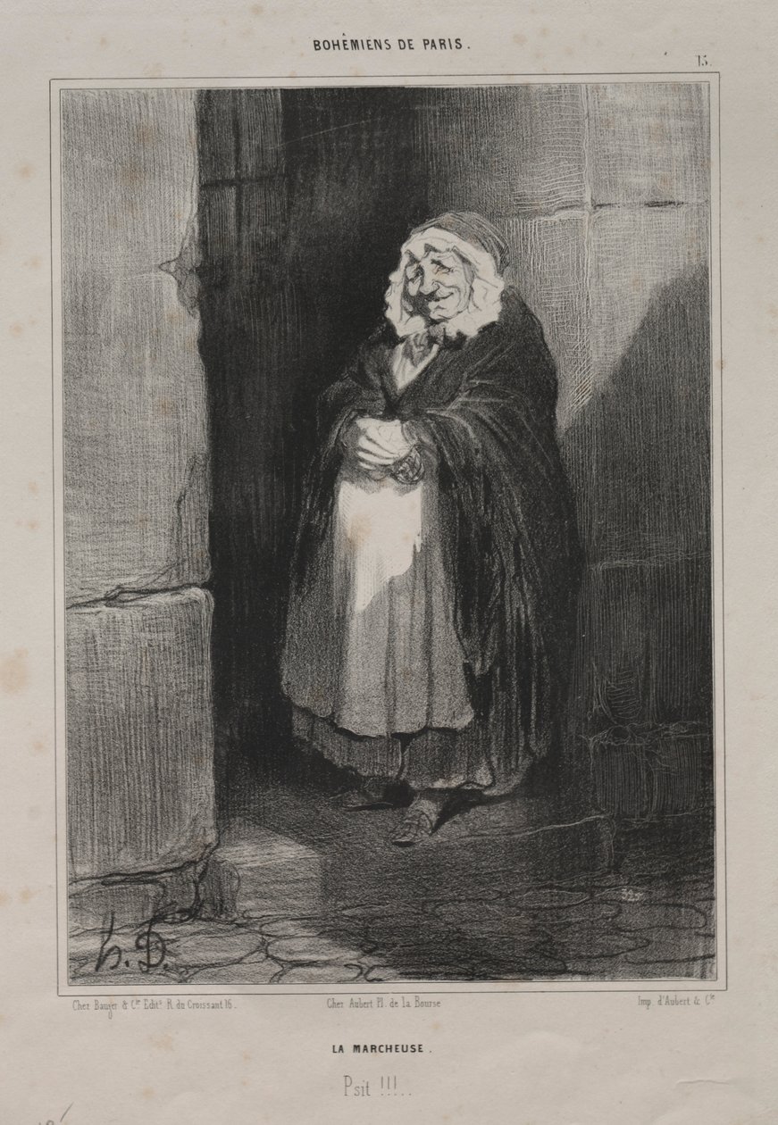 Bohemians of Paris, plate 15: The Pedestrian or The Large Sick Woman, 1841. av Honoré Daumier