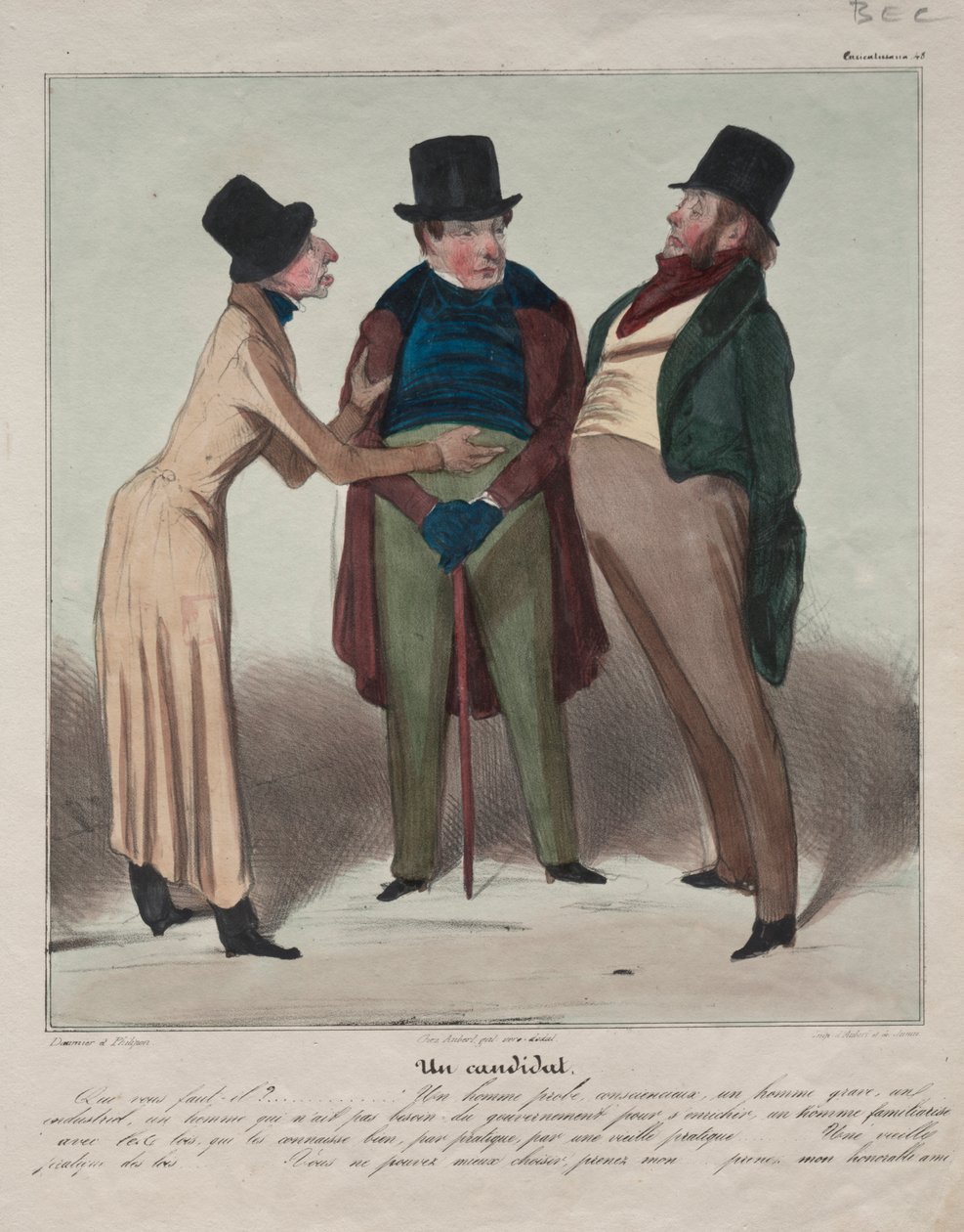 Caricaturana (Plate 48): En kandidat av Honoré Daumier