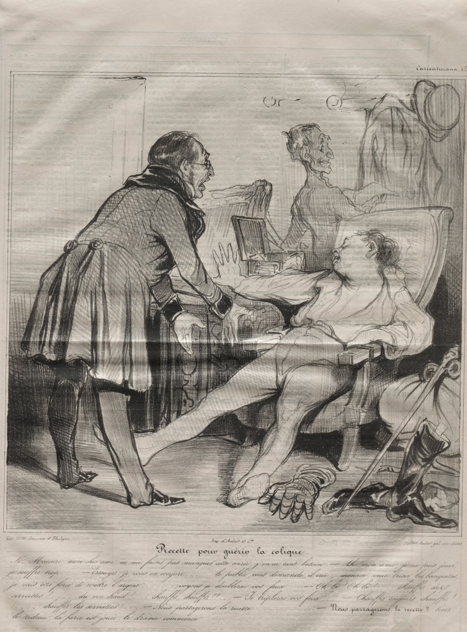 Caricaturana, plate 72: Oppskrift for å kurere kolikk av Honoré Daumier