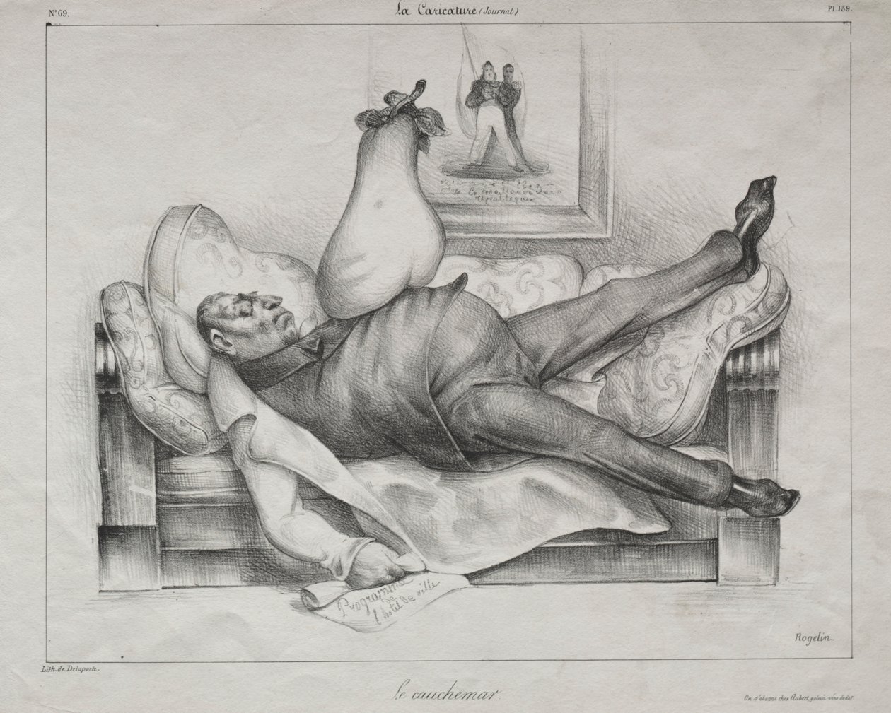 Karikatur, plate 139: The Nightmare, 1832. av Honoré Daumier