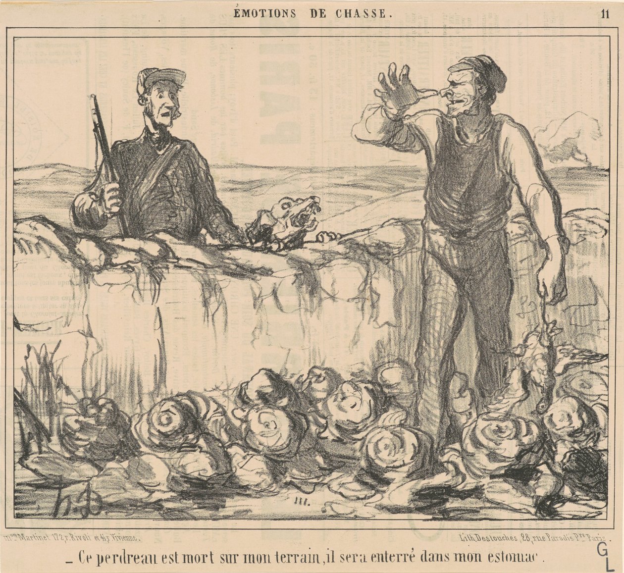 Denne rapphønen døde på mitt land... av Honoré Daumier