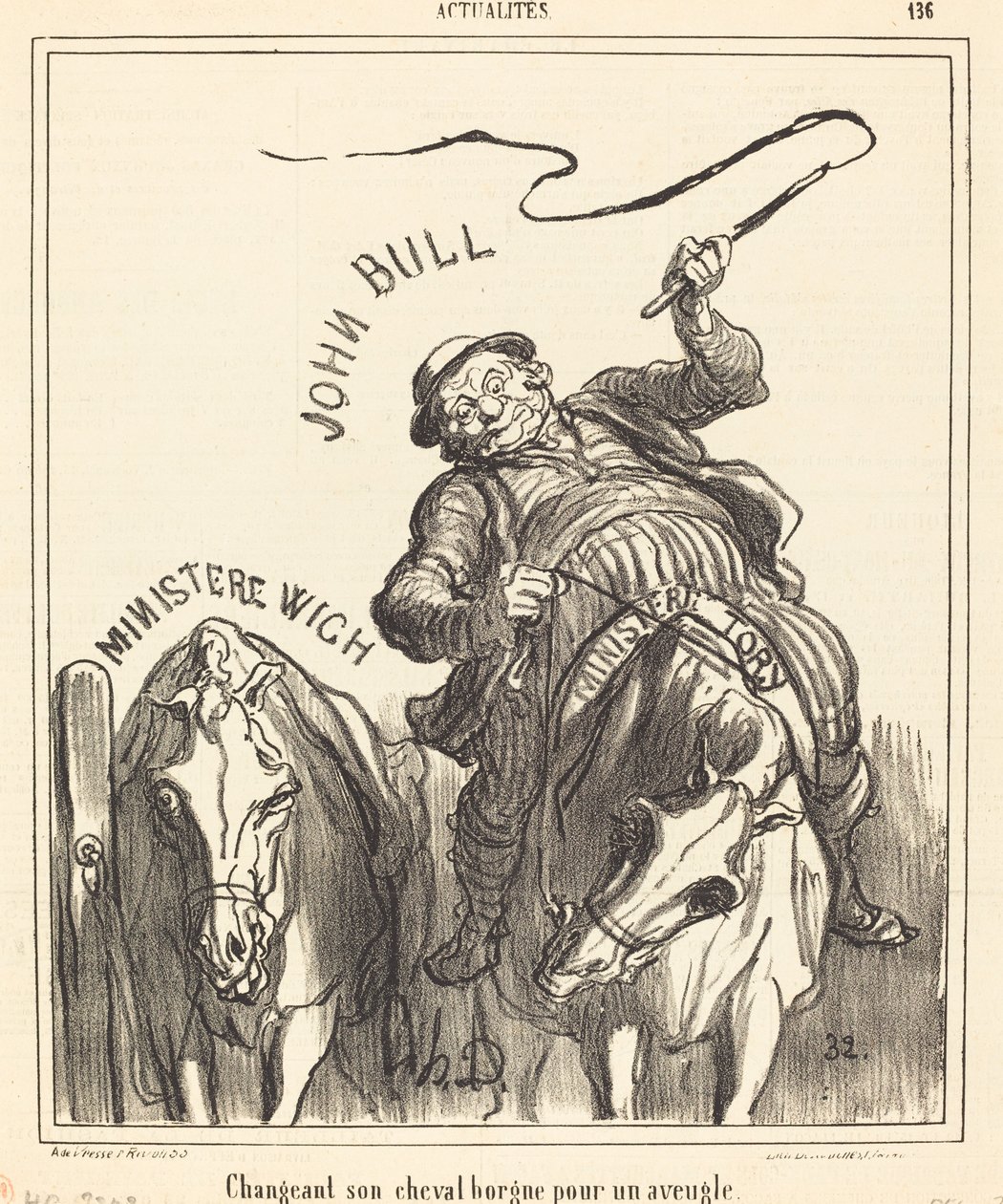 Bytte ut den enøyde hesten sin til en blind av Honoré Daumier