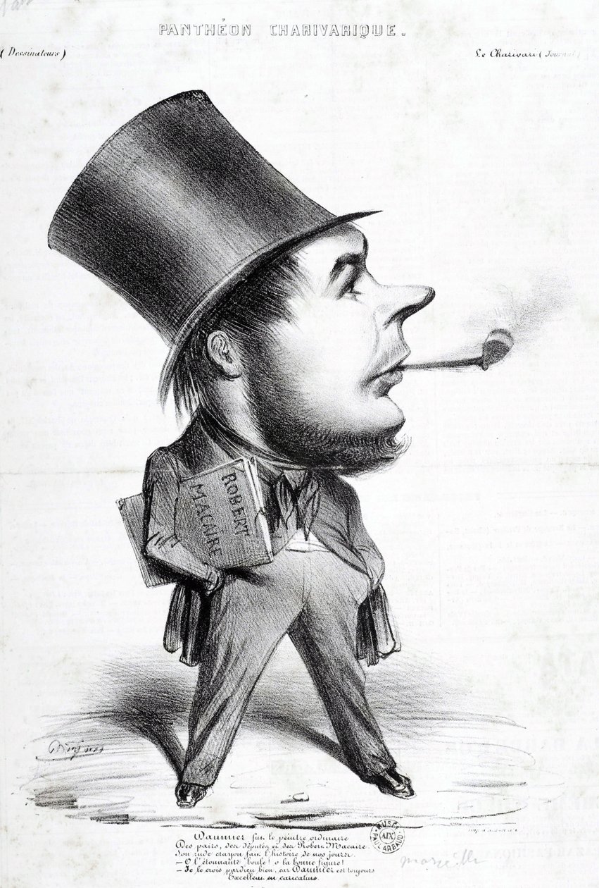 Charivaric Pantheon: Tegneserie av Honore Daumier (1808-1879), fransk gravør, maler og skulptør. Gravering i "" Le Charivari"". Mål: 32x22cm. Arbaud museum. av Honoré Daumier