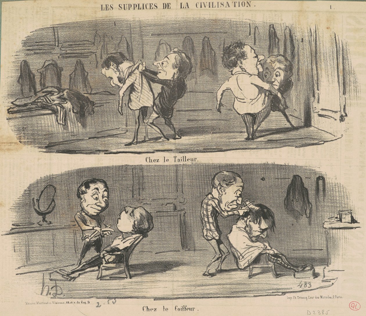 Hos skredderen hos frisøren av Honoré Daumier