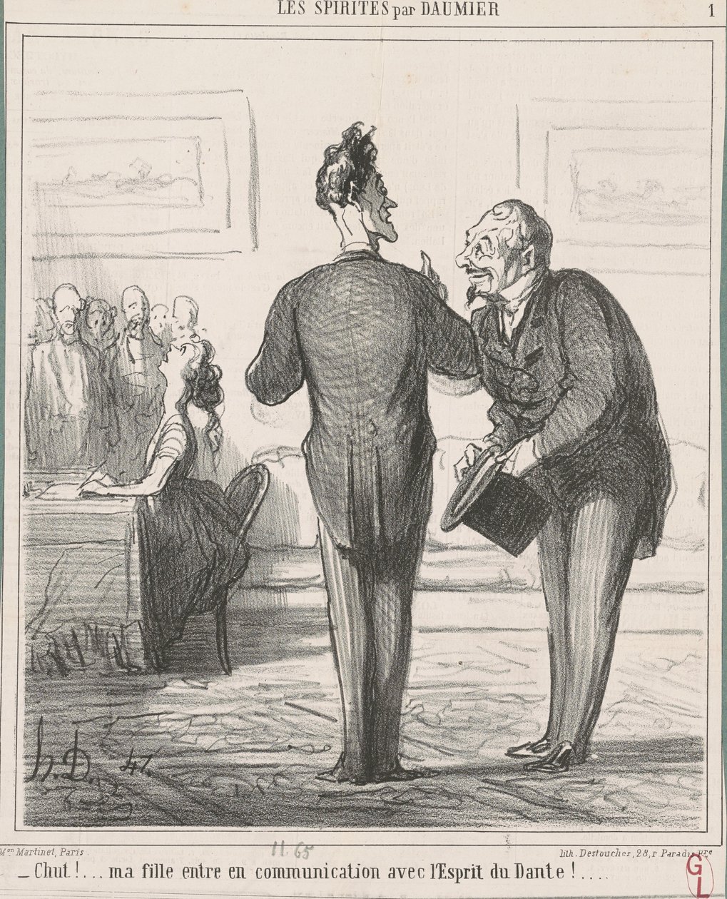 Hysj...! Datteren min er i kommunikasjon... av Honoré Daumier