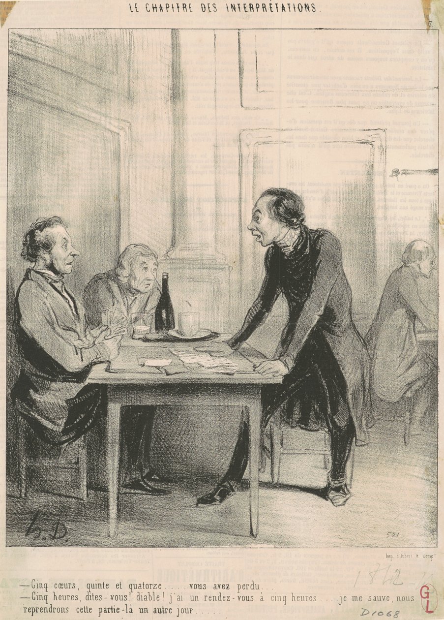 Fem hjerter, rette og fjorten... av Honoré Daumier