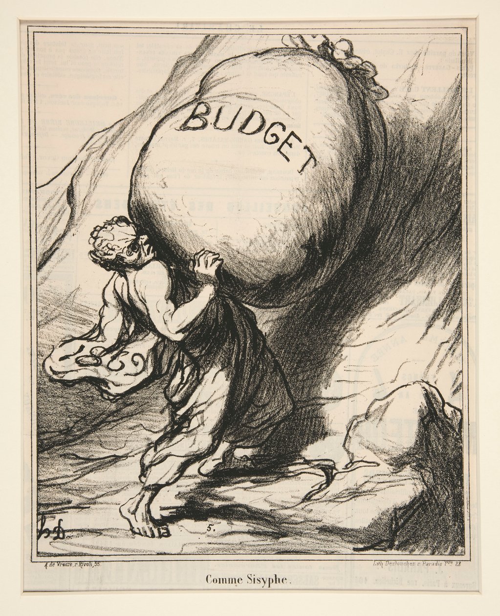 Som Sisyphus, fra Actualites av Honoré Daumier