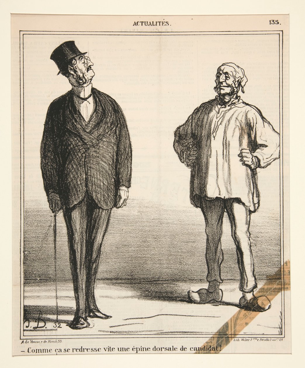 Hvor raskt retter ryggraden til en kandidat seg!, fra Actualites av Honoré Daumier