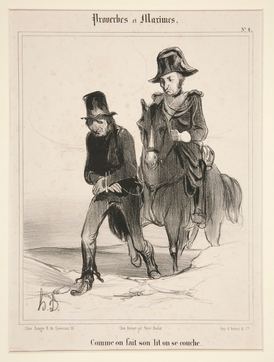 Mens man bereder sengen, legger man seg ned, flat 4 fra Ordspråk og Maxims av Honoré Daumier