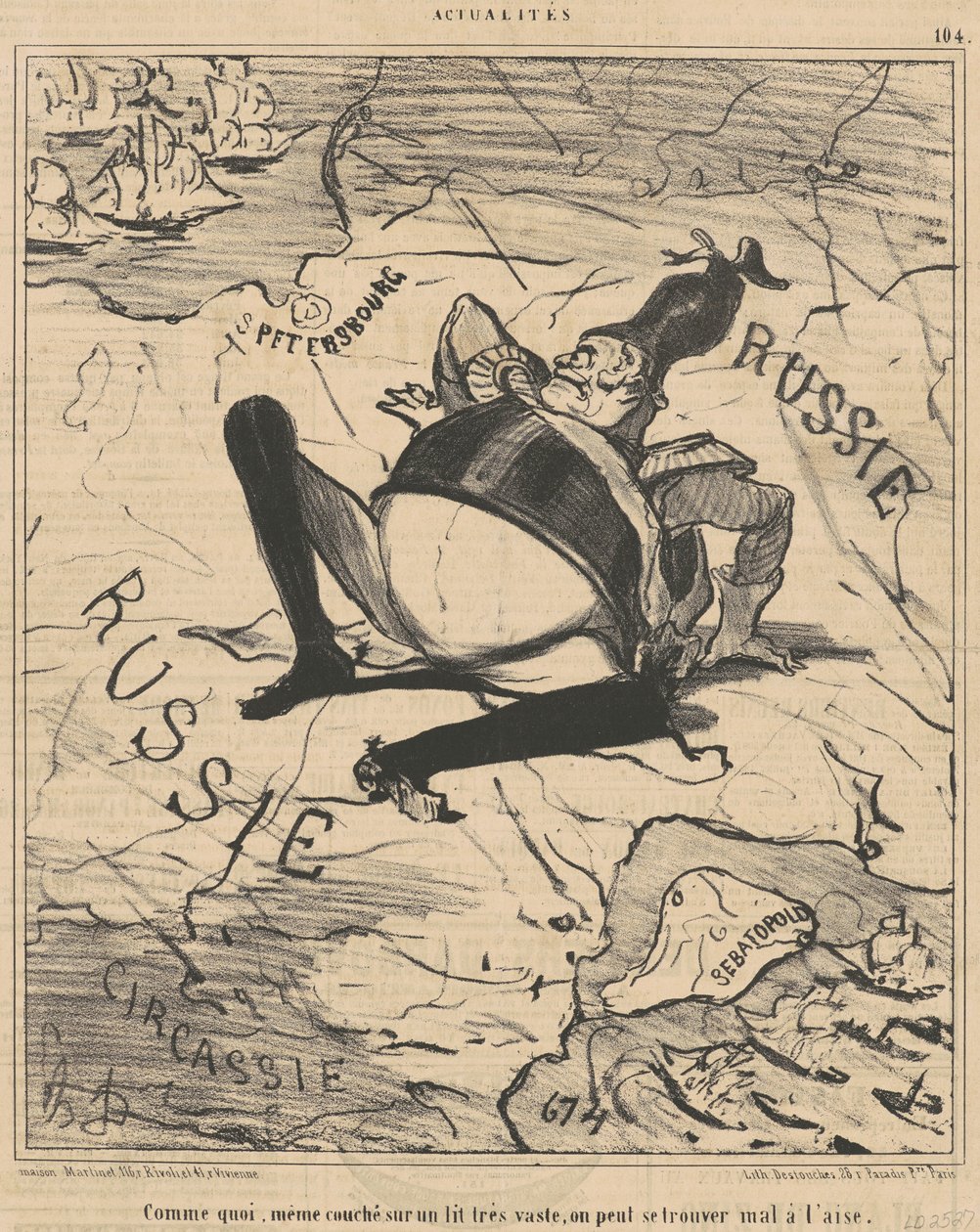 Som hva ... på en veldig stor seng,,, av Honoré Daumier