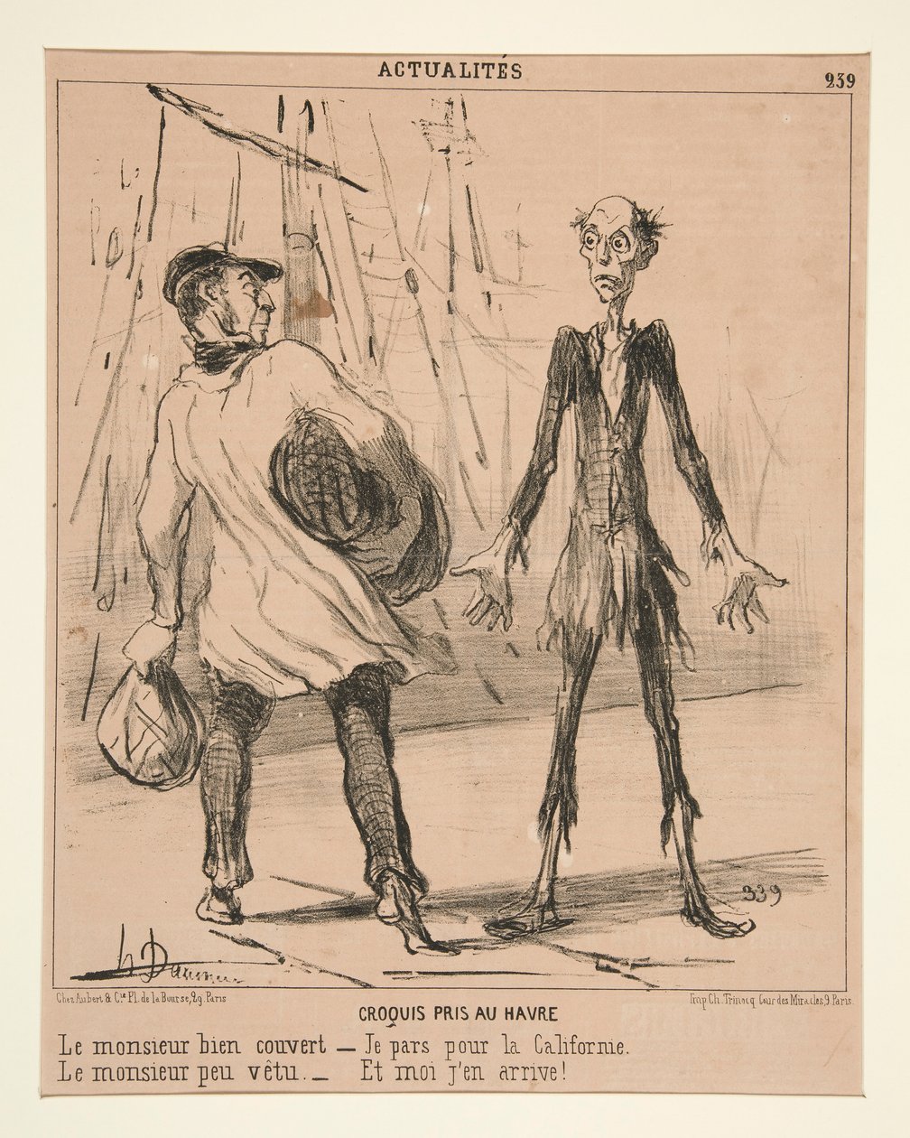 Skisse tatt i Le Havre: Den godt dekkede herren av Honoré Daumier