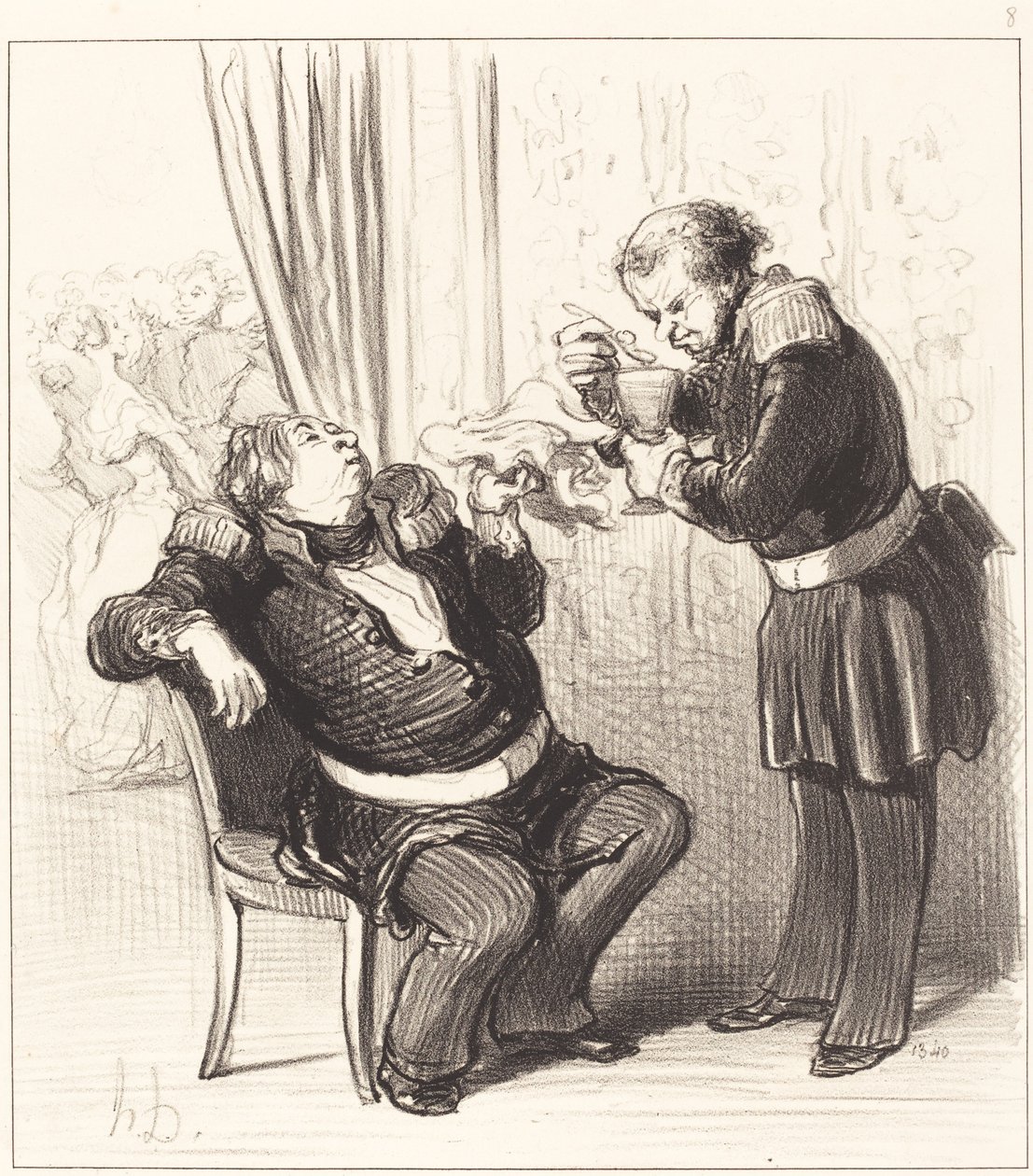 Vi har det definitivt for mye moro, Guillochard! av Honoré Daumier