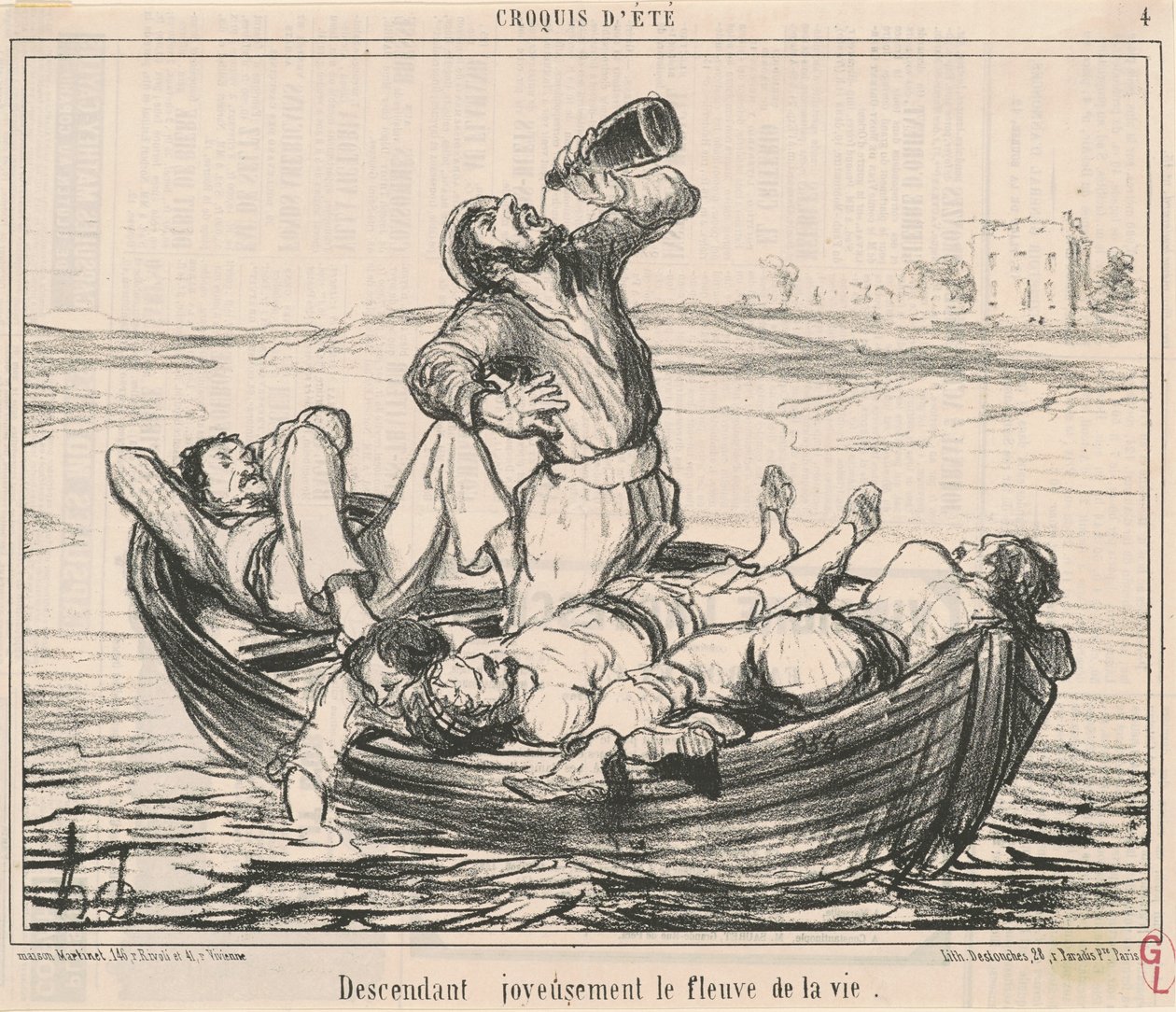 Gledelig nedover livets elv av Honoré Daumier