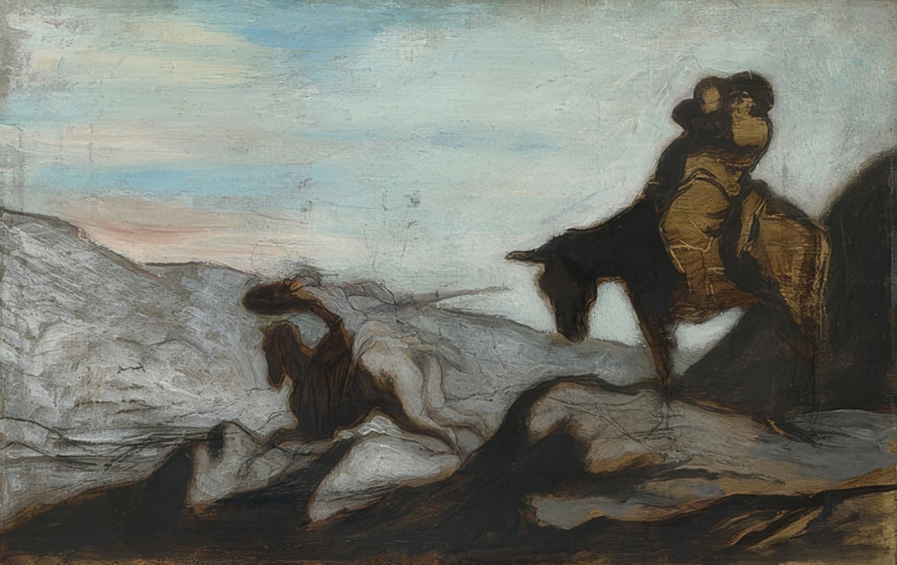 Don Quijote og Sancho Panza. Rundt 1855 av Honoré Daumier