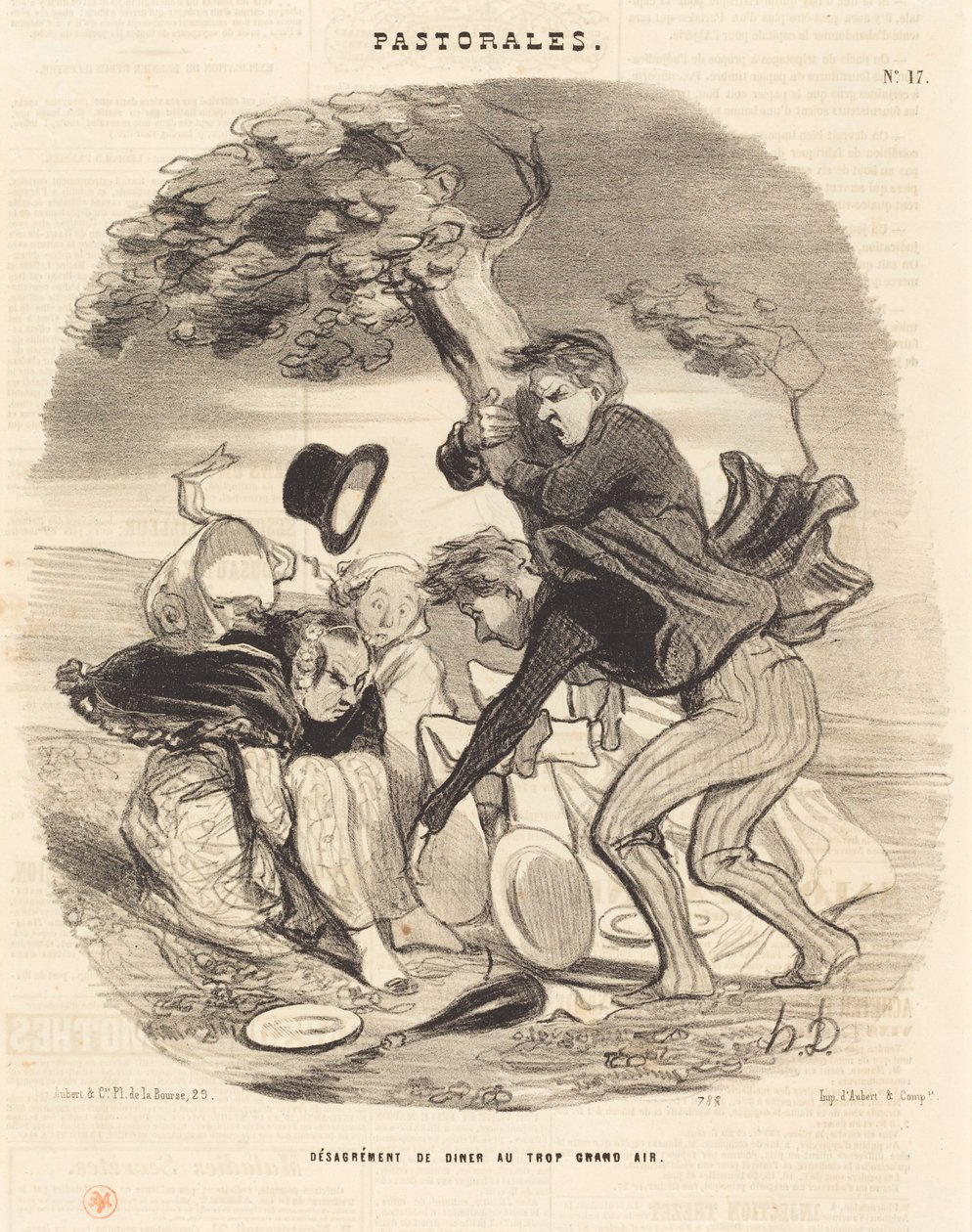 Uleilighet med å spise i friluft av Honoré Daumier