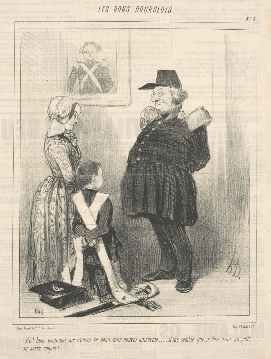 Hei! Hvordan liker du meg i min nye uniform... av Honoré Daumier