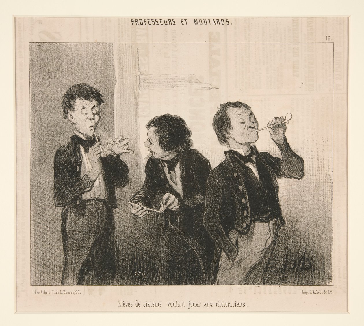 Elever i sjette klasse som ønsker å spille retorikere, fra professorer og Moutards av Honoré Daumier