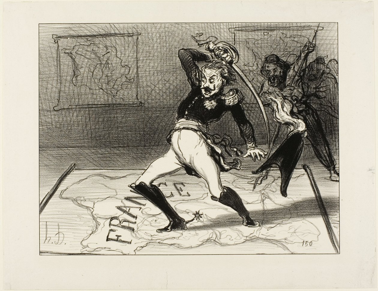 Keiser Nicolas arbeider i kabinettet sitt, plate 94 fra Actualités, 1850 av Honoré Daumier