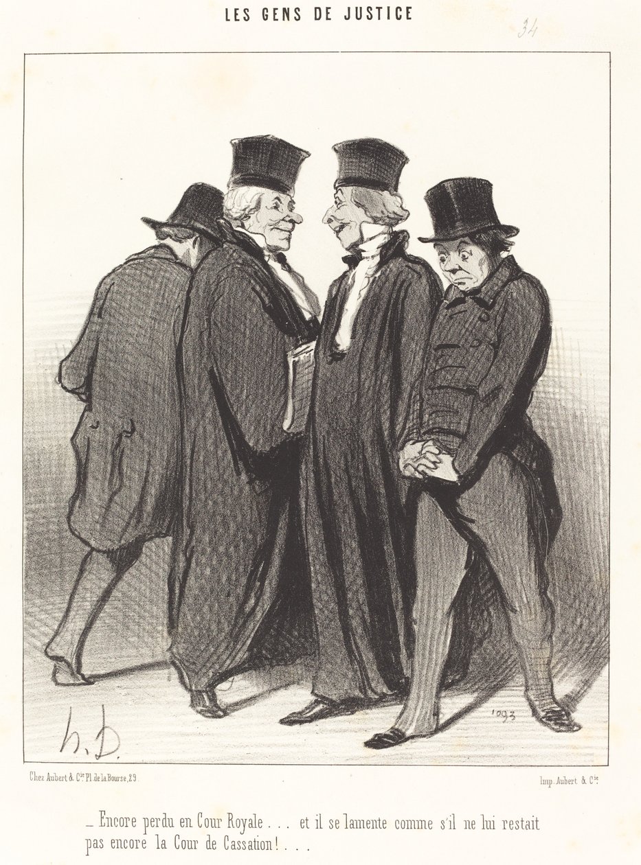 Tapt igjen i det kongelige hoff... og han klager... av Honoré Daumier