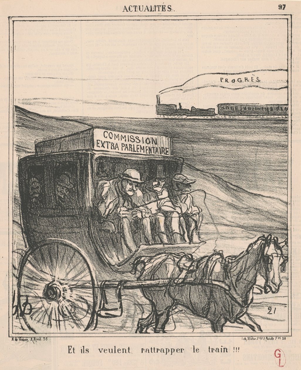 Og de vil ta igjen toget!!! av Honoré Daumier