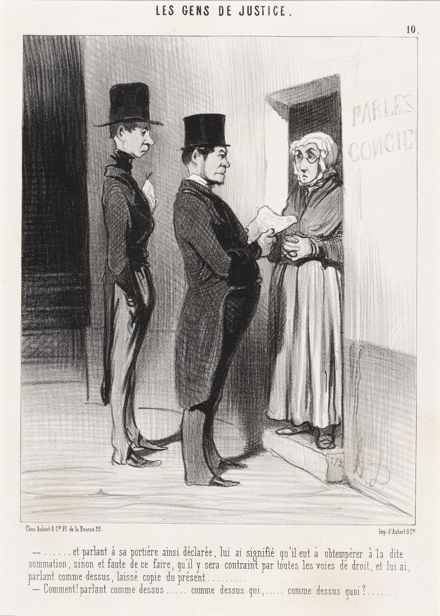 Og snakket til døren, erklærte dermed... av Honoré Daumier