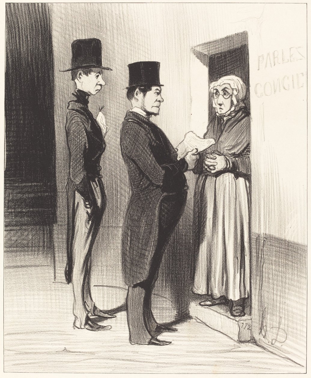 Og snakket til døren, erklærte dermed... av Honoré Daumier