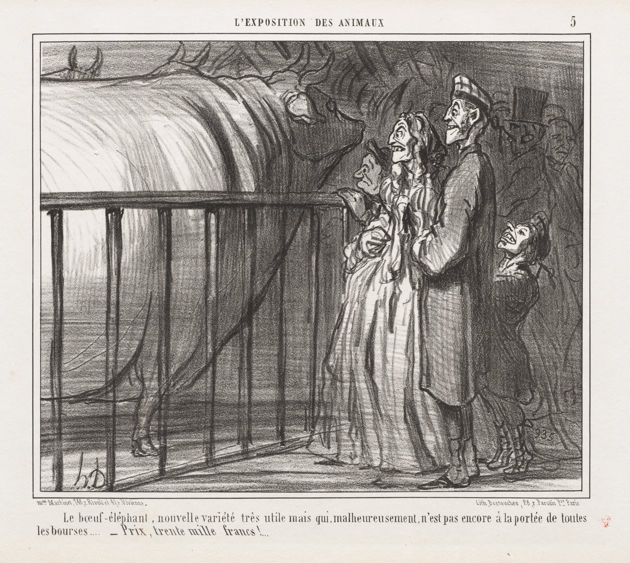 Utstilling av dyr: Pl. 5, Ku-elefanten, ny variant.... av Honoré Daumier