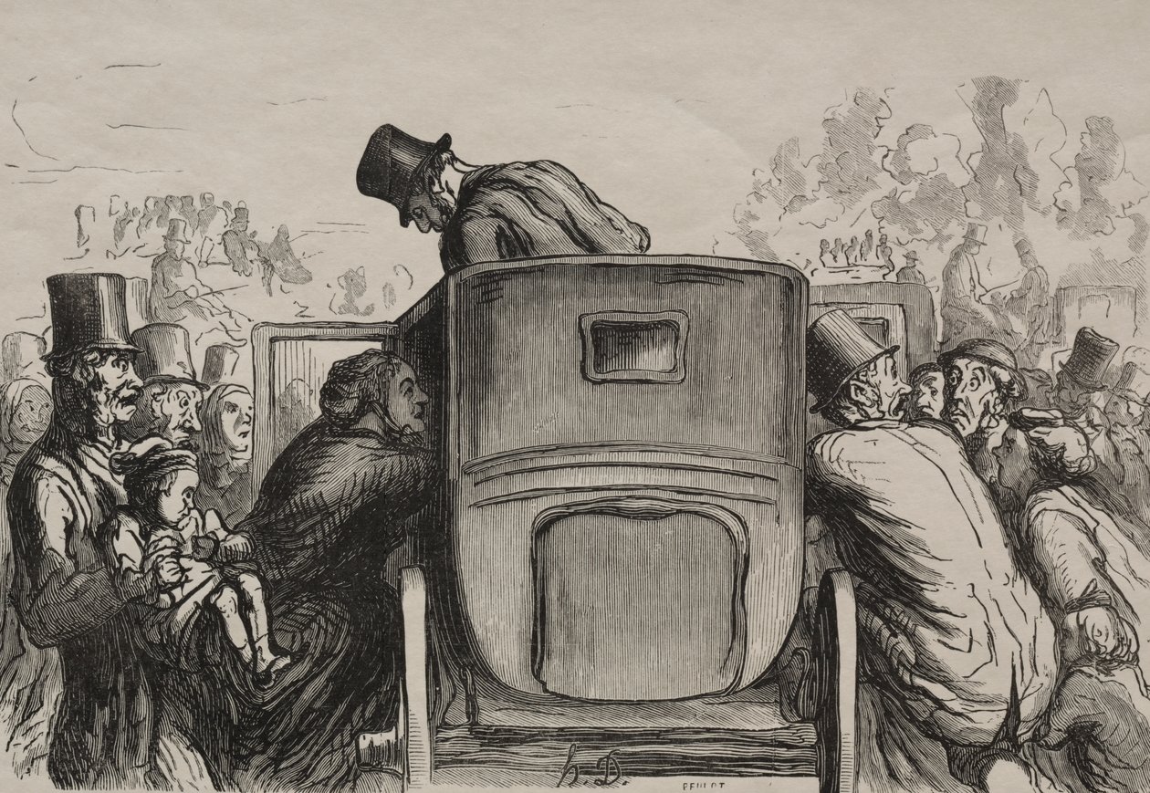Universell utstilling: Utlendingen finner alle fasiliteter for å returnere til hotellet sitt av Honoré Daumier