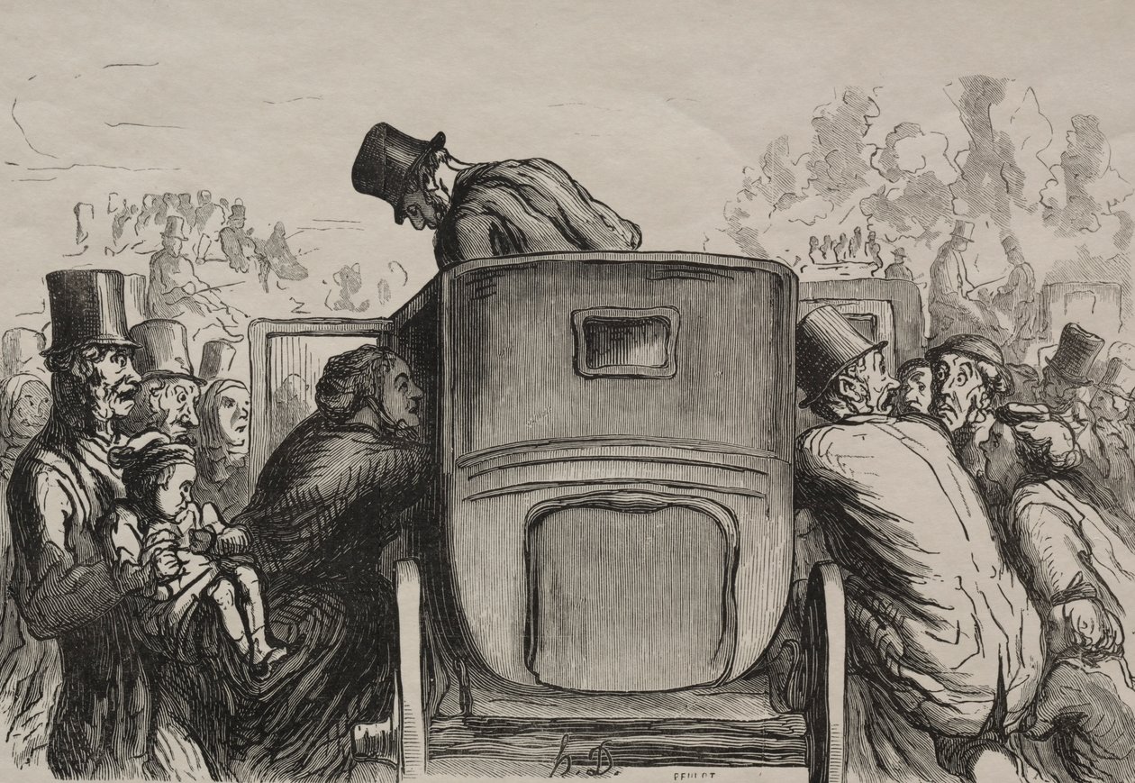 Universell utstilling: Letranger finner alle fasiliteter for å returnere til hotellet sitt. av Honoré Daumier