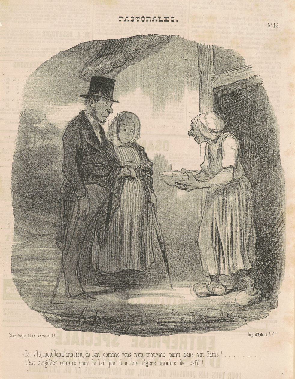 Kvinne med humanitære brev som hengir seg til mannen ... av Honoré Daumier
