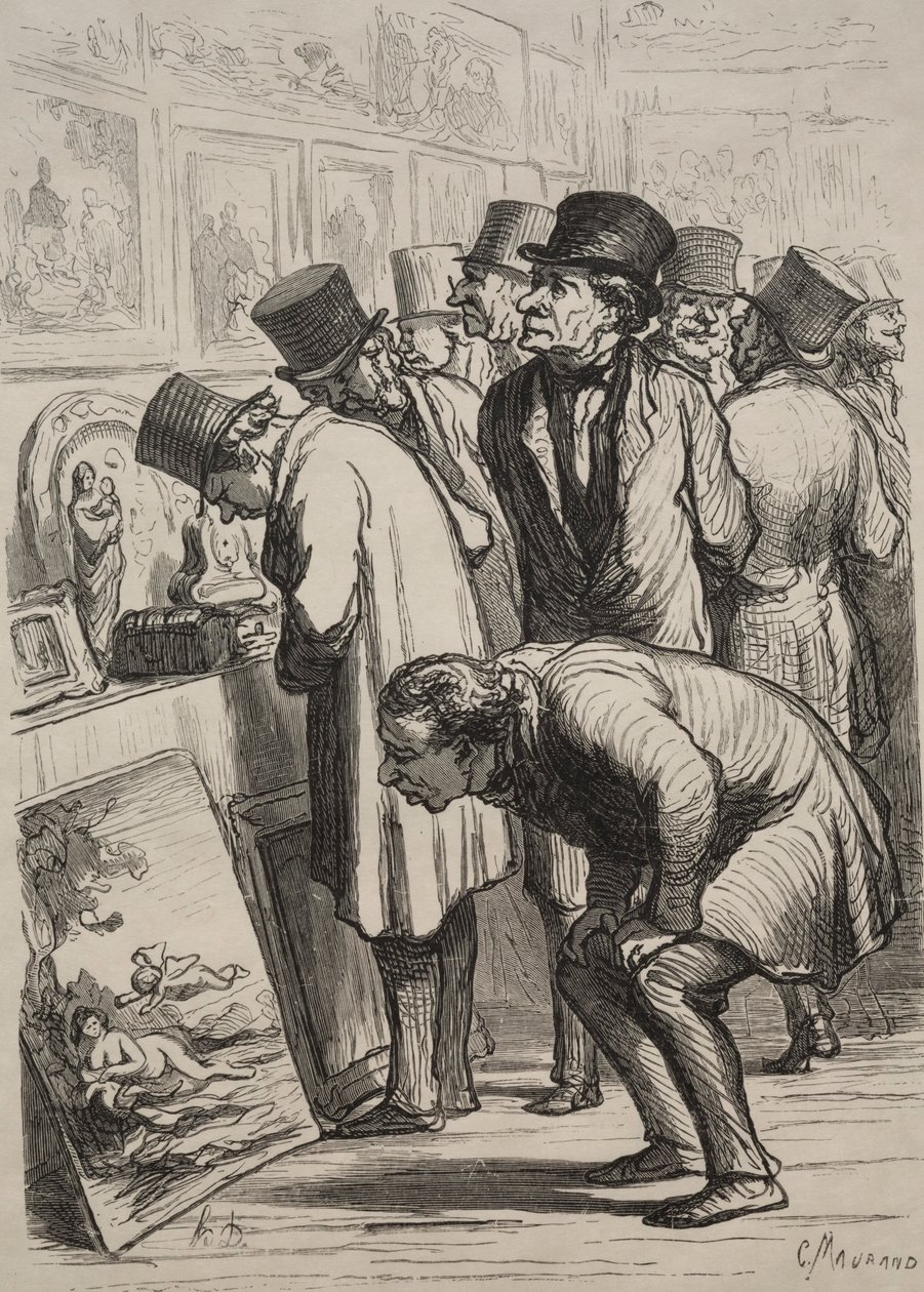 Galleri på Hotel Drouot: Salgsdagen. av Honoré Daumier