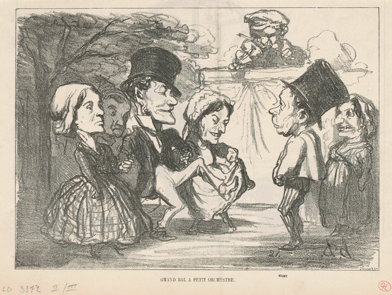 Stort ball med et lite orkester... (rekto); Et generelt partnerskap (tilbake) av Honoré Daumier