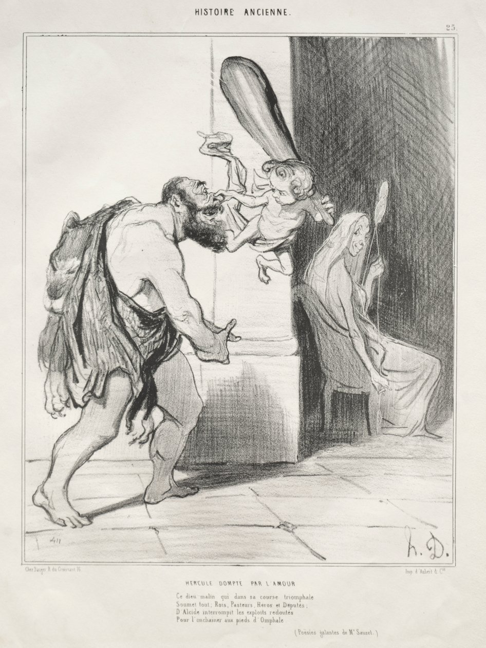 Herkules temmet av kjærlighet av Honoré Daumier