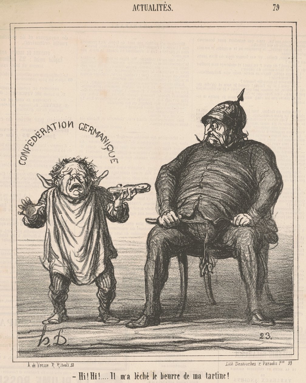 Hei! Hei! ...Han slikket smøret av toastbrødet mitt av Honoré Daumier