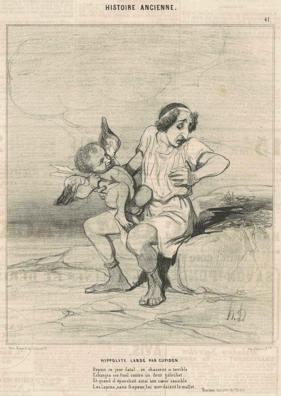 Hippolyte spekket av Amor av Honoré Daumier