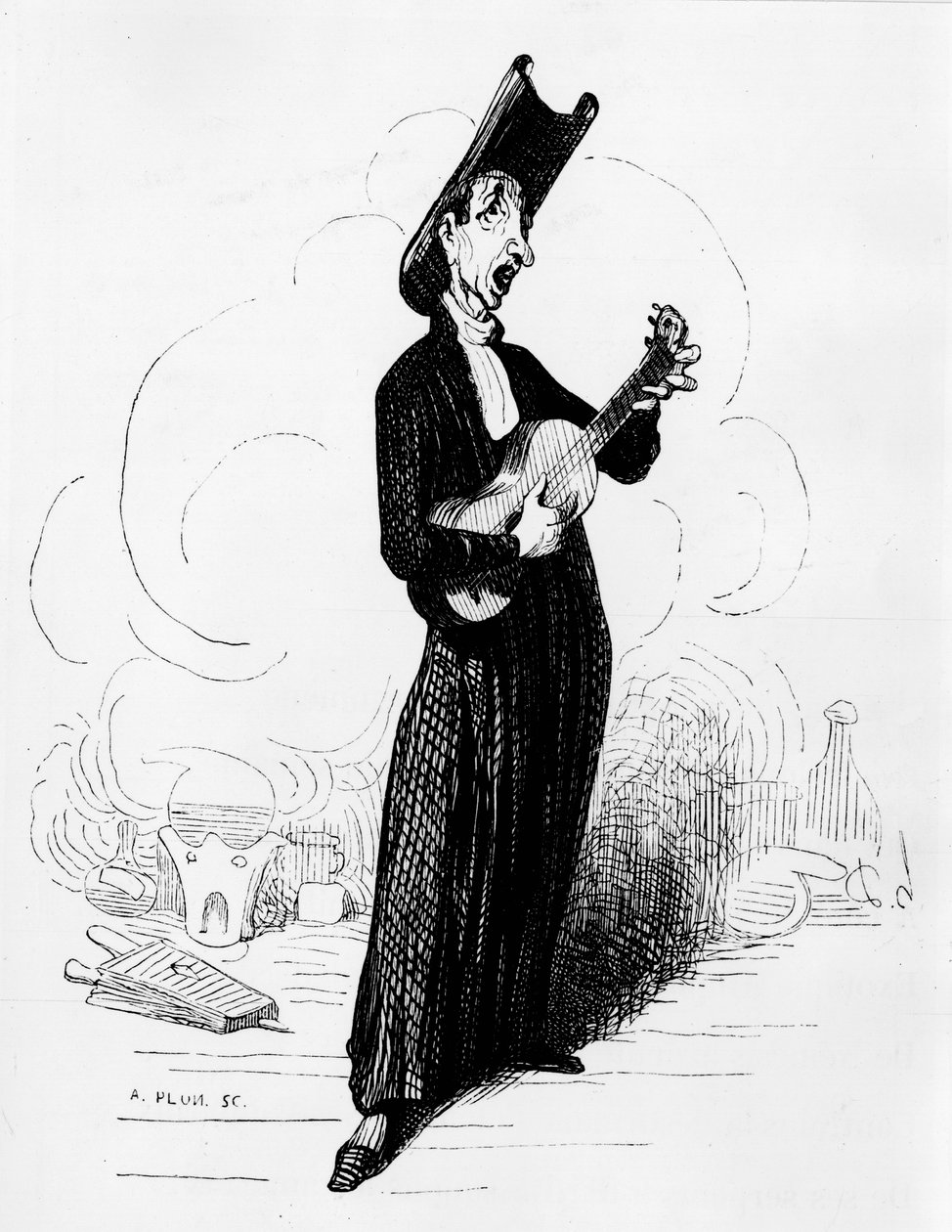 Humoristisk tegning av Mathieu Joseph Bonaventure Orfila (1787-1853) (gravering) av Honoré Daumier