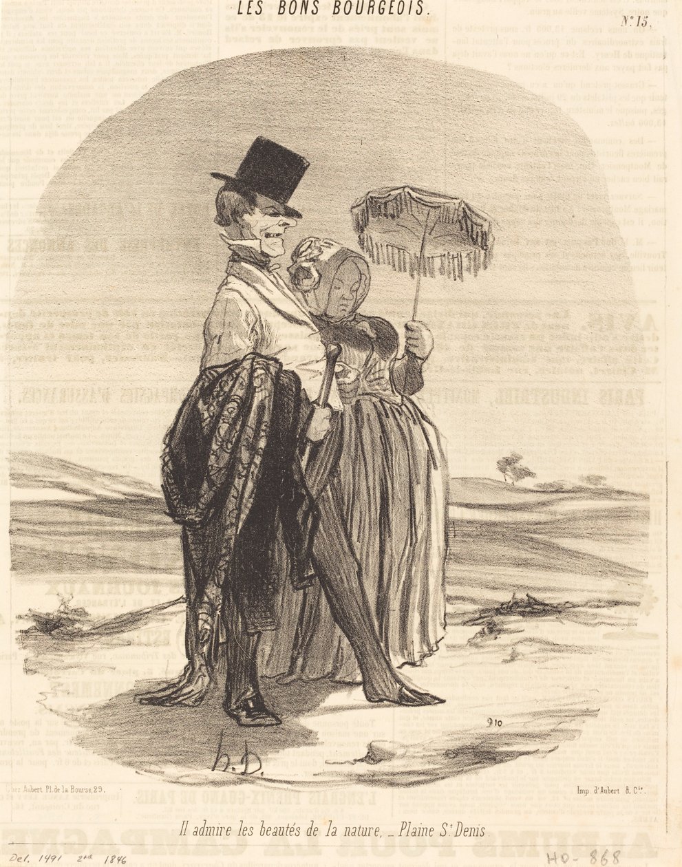 Han beundrer naturens skjønnhet - Plaine St. Denis av Honoré Daumier