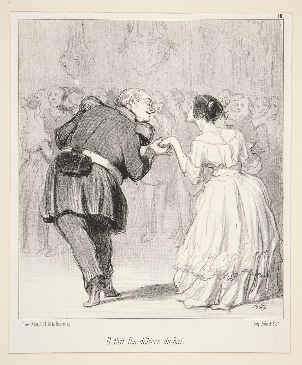 Han lager gledene ved ballen., fra Les Banqueteurs av Honoré Daumier