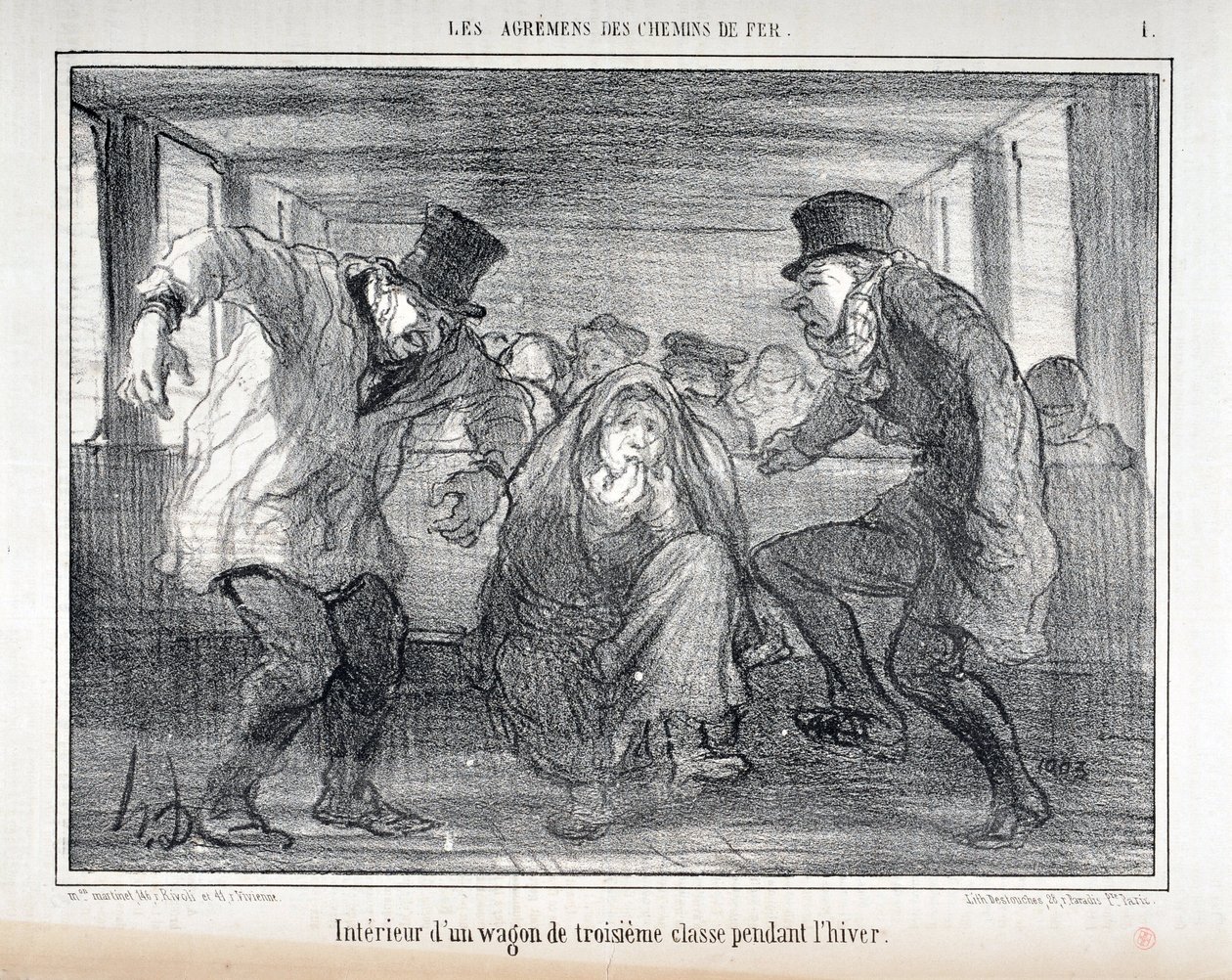 Illustrasjon for serien "Les Agrements des Chemin de fer" av Honoré Daumier