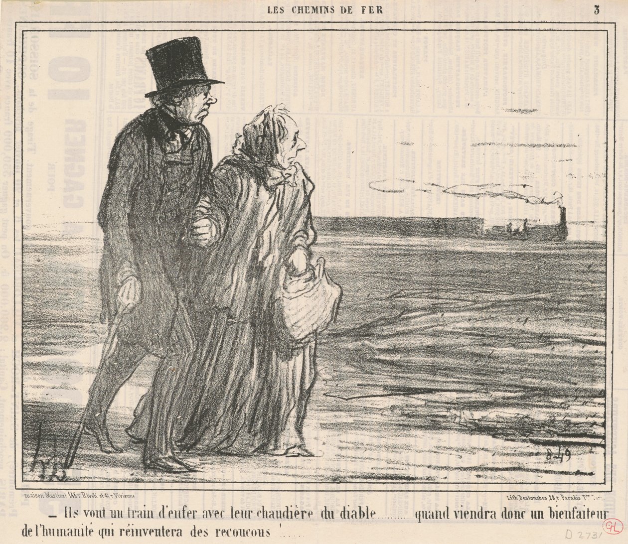 De går i rasende fart... av Honoré Daumier
