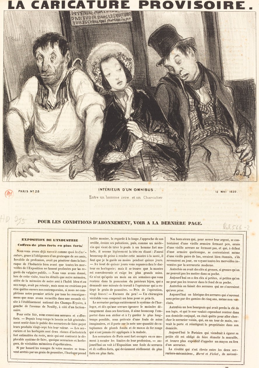 Interiør i en omnibus av Honoré Daumier