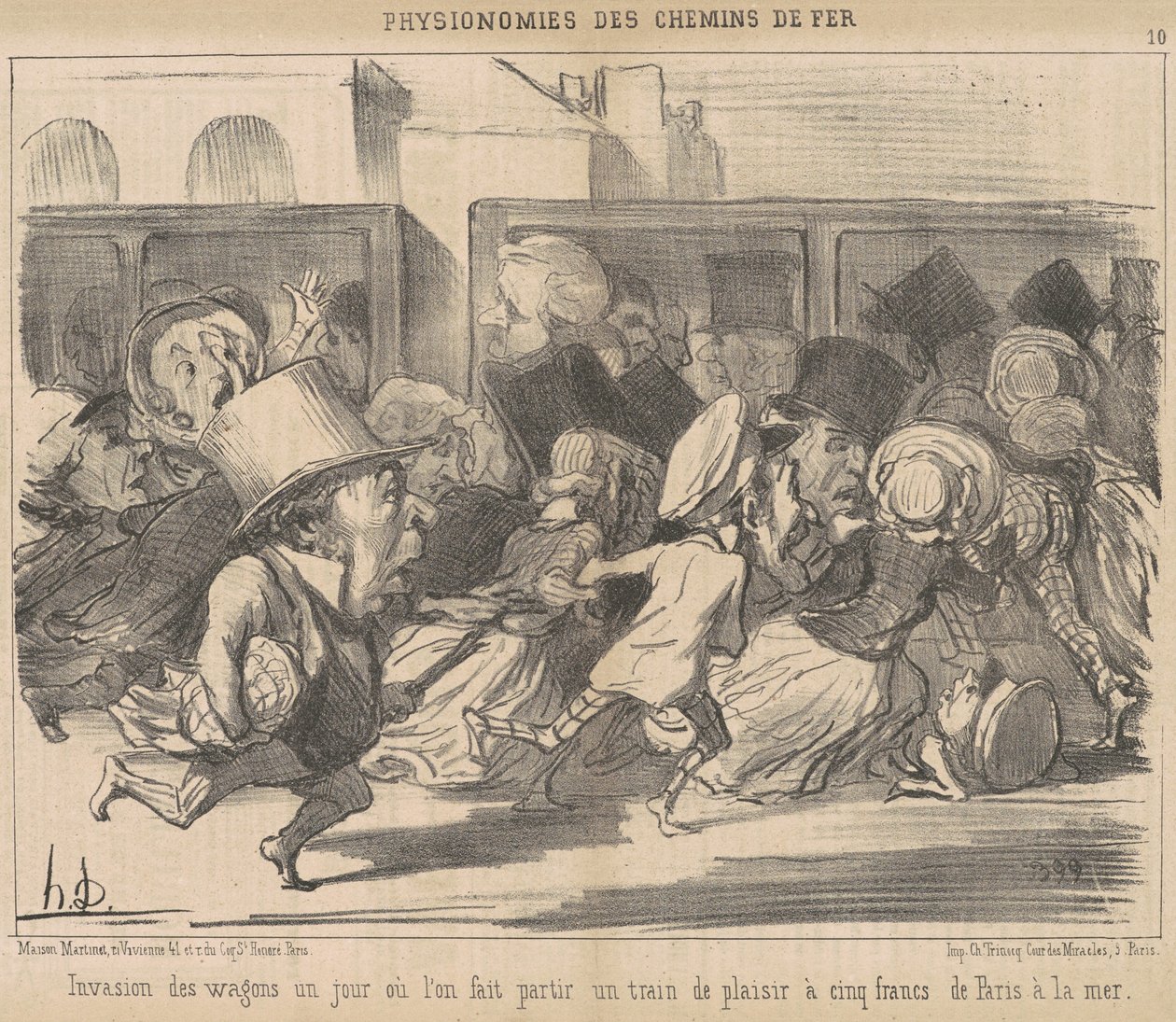 Invasjon av vognene en dag vi drar av Honoré Daumier