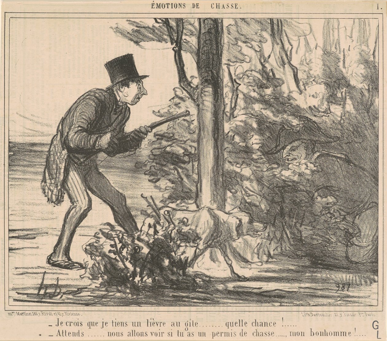 Jeg tror jeg holder en hare... av Honoré Daumier