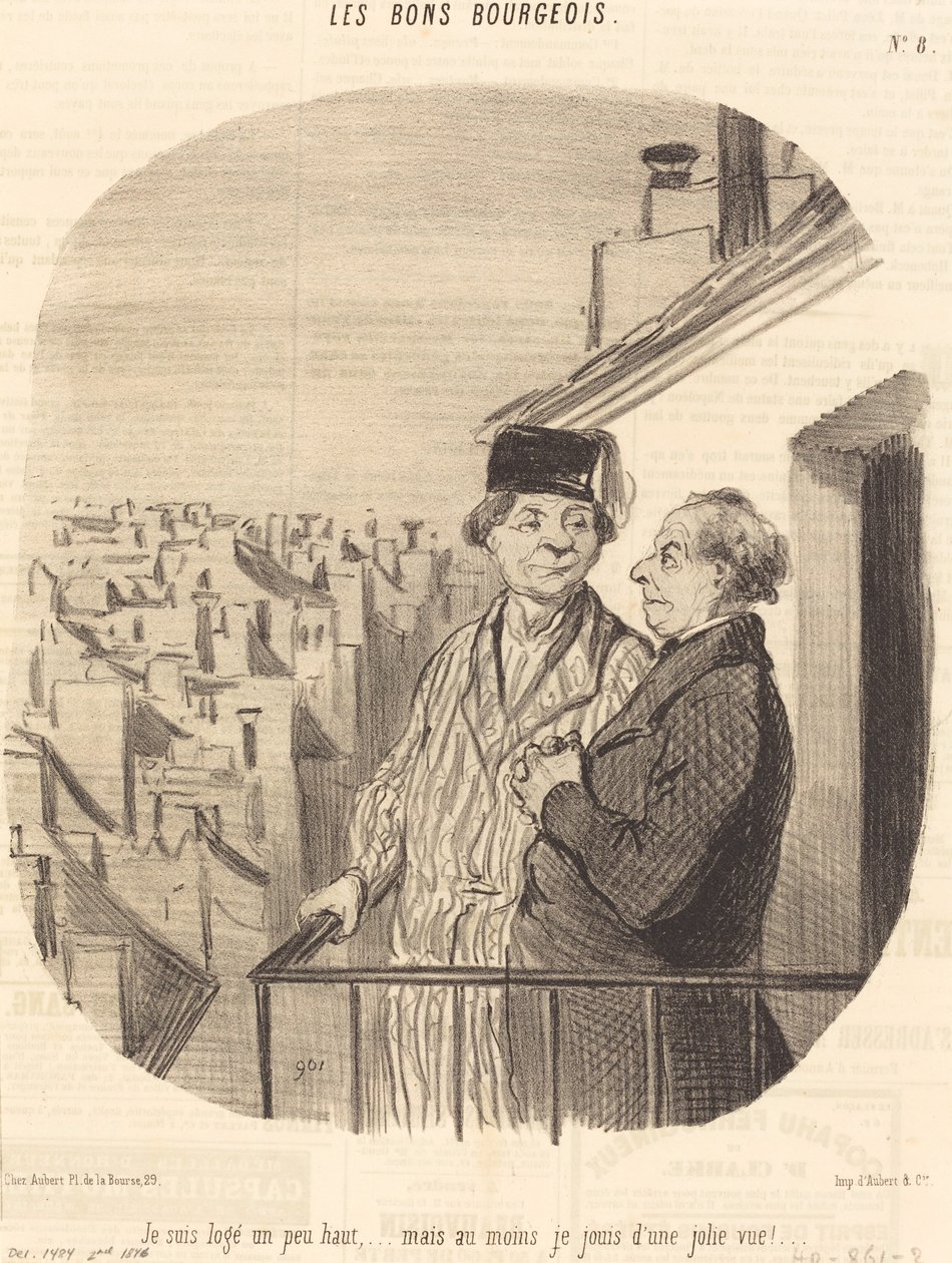 Jeg er plassert litt høyt... men... jeg nyter en fin utsikt! av Honoré Daumier