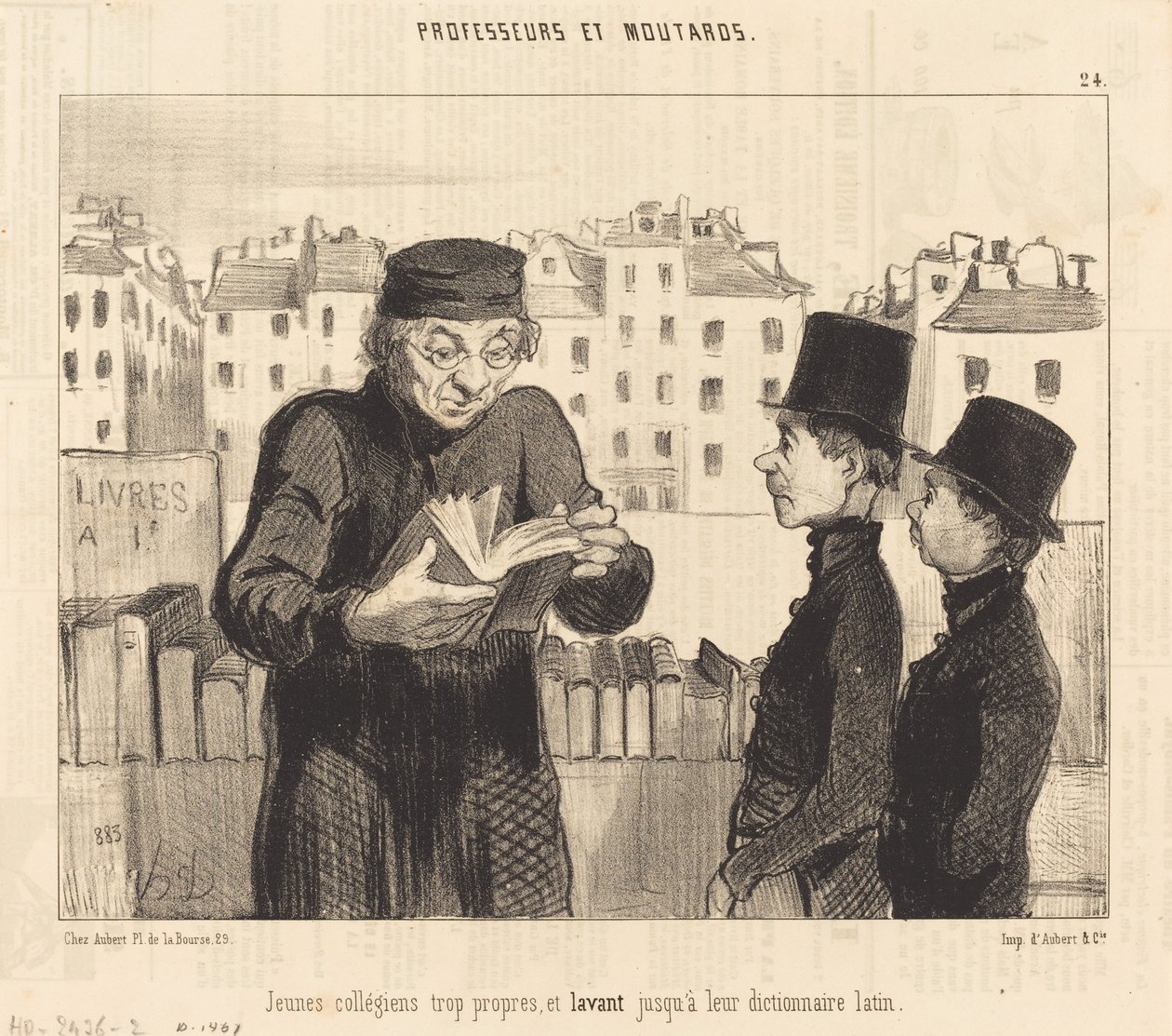 Unge studenter... vasker opp sin latinske ordbok av Honoré Daumier