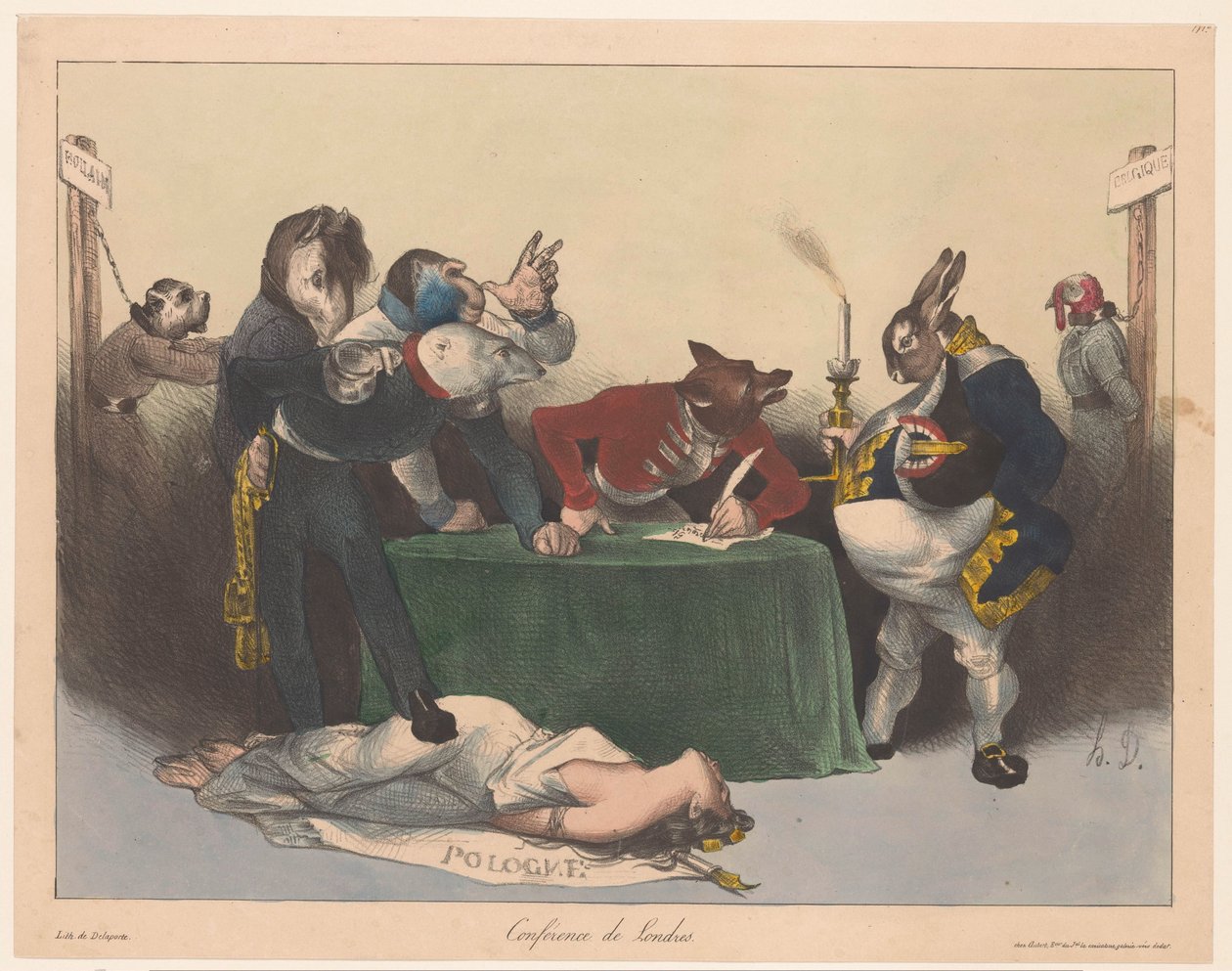 Karikatur av de europeiske stormaktene på London-konferansen Conference de Londres (tittel på objekt) av Honoré Daumier
