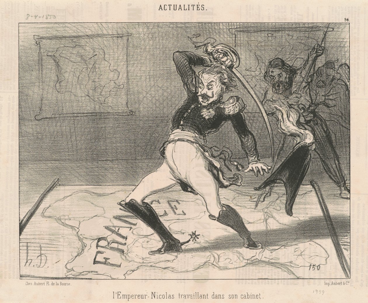 Keiser Nicholas arbeider i studiet sitt av Honoré Daumier
