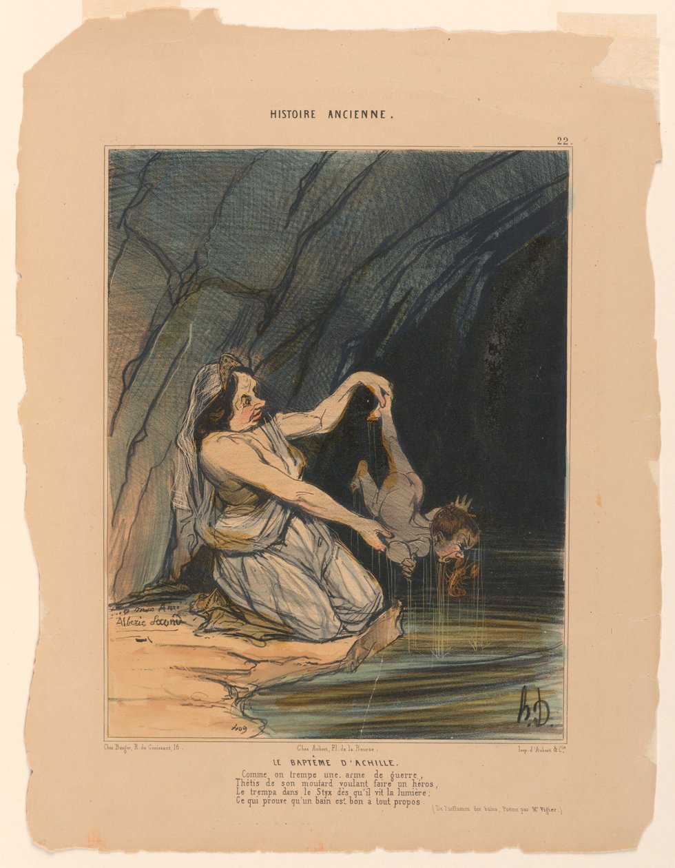 The Baptism of Achilles, plate 22 fra Ancient History av Honoré Daumier