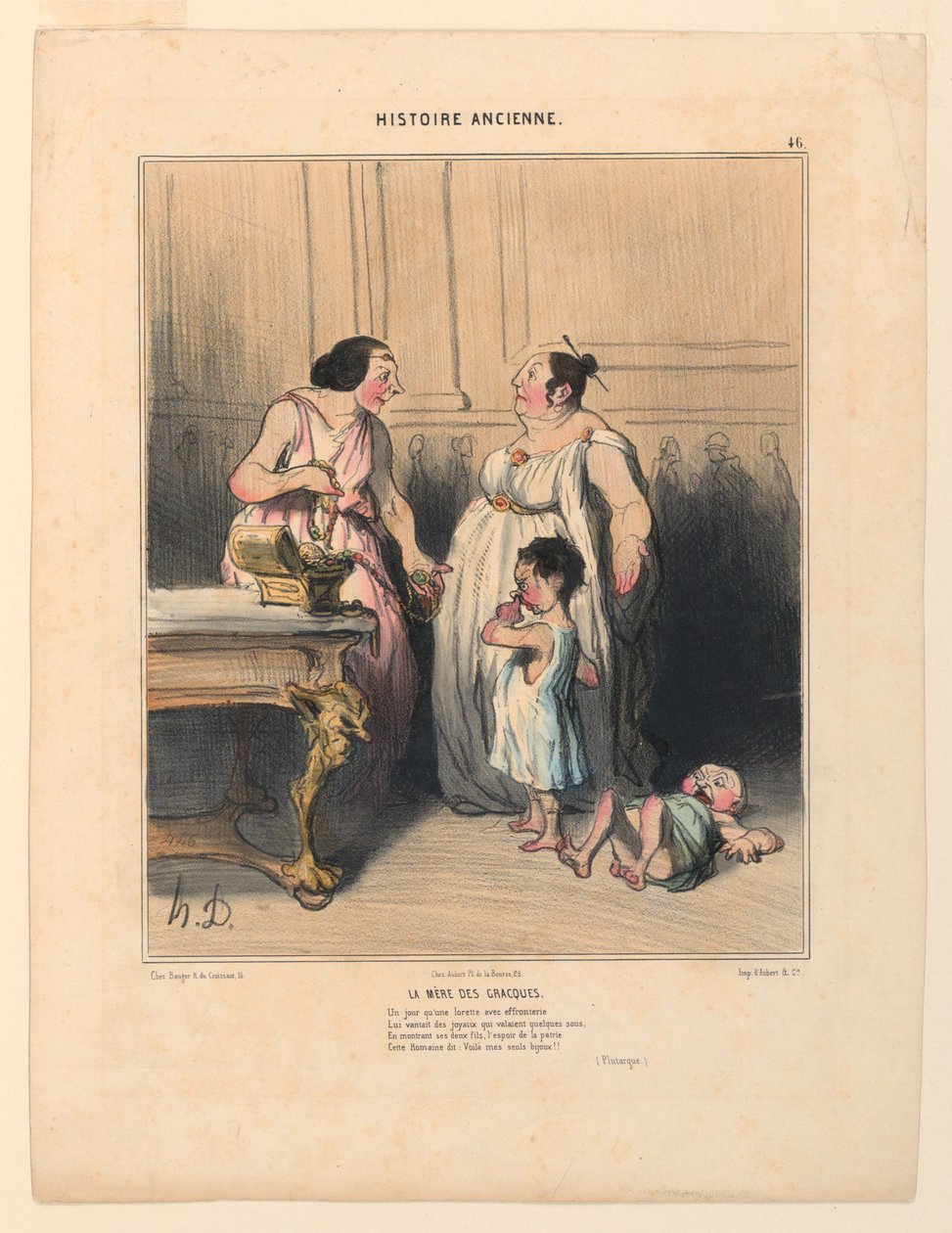The Mother of the Gracchi, plate 46 fra Ancient History av Honoré Daumier