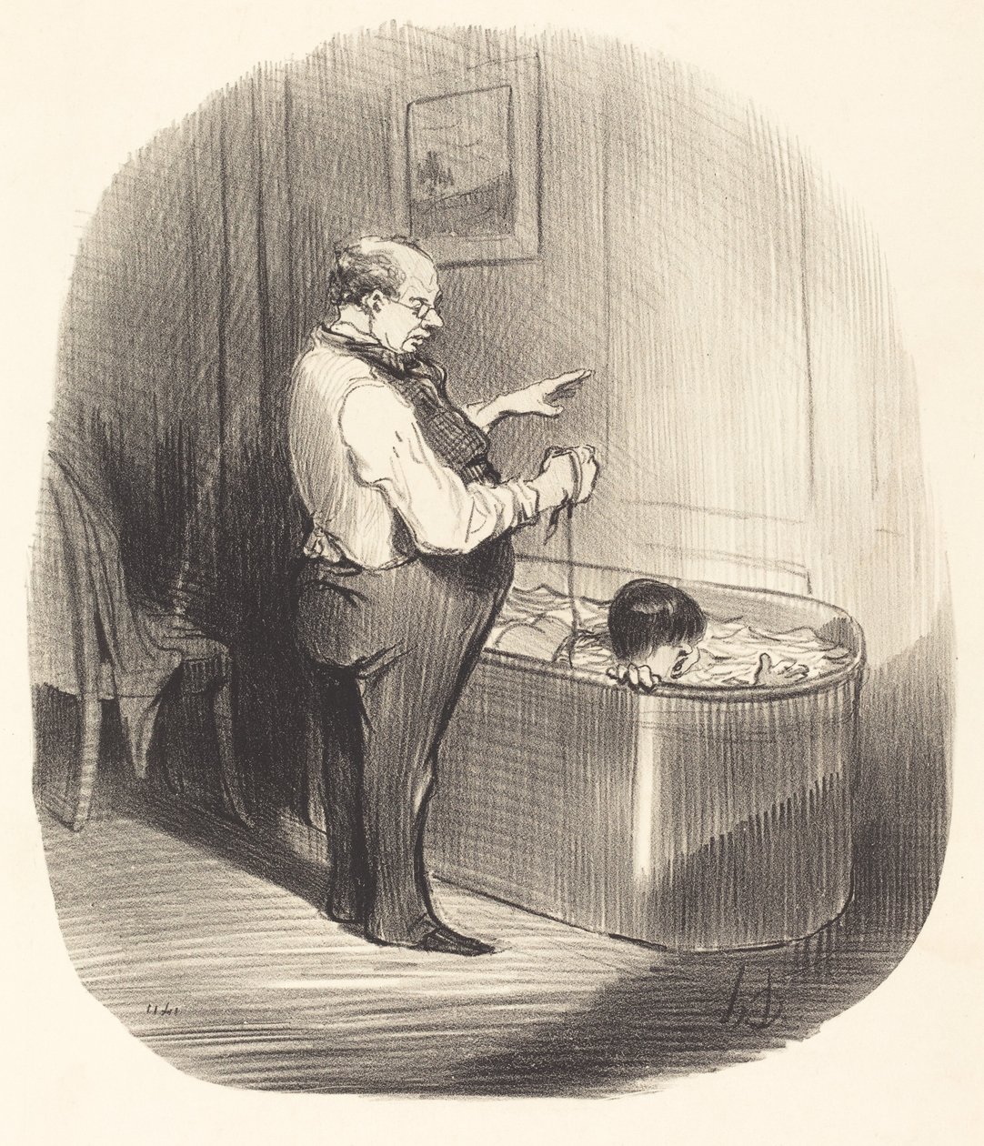Den første svømmetimen av Honoré Daumier
